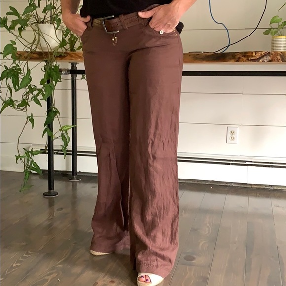 Guess Pants - Guess 100% Linen Flare Bell Bottom Pants sz M